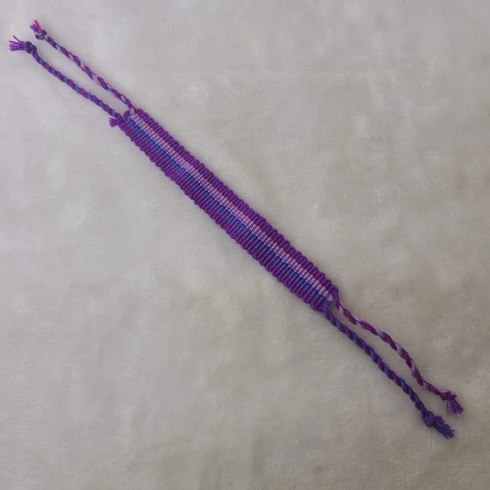 Hand Woven Braided Friendship Bracelet Shades of Purple Blue Pink Red - Picture 2 of 12